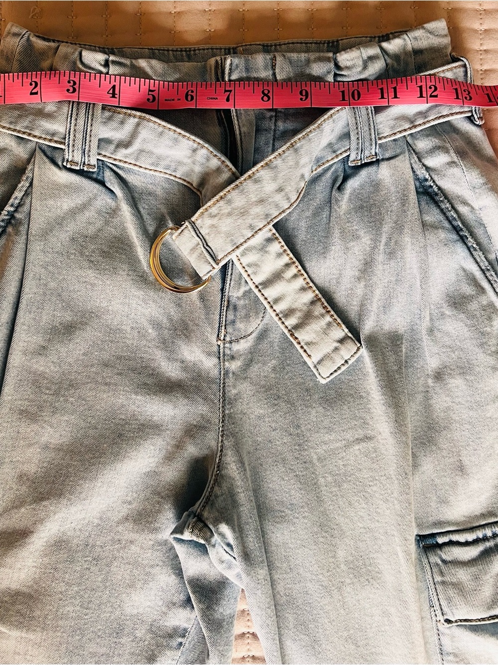 White House Black Market Petite Extra High Rise Light Wash Cargo Jean - Picture 7 of 8
